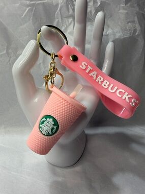 Starbucks Pink Silicone Tumbler Keychain with Strap